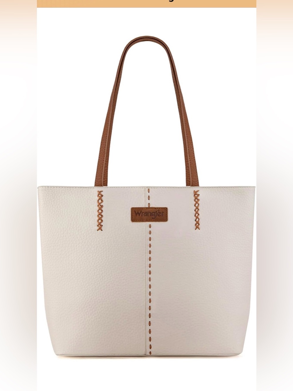 Wrangler Cream Tote with Brown Straps NEW NWT Western Wrangler pocket Purse